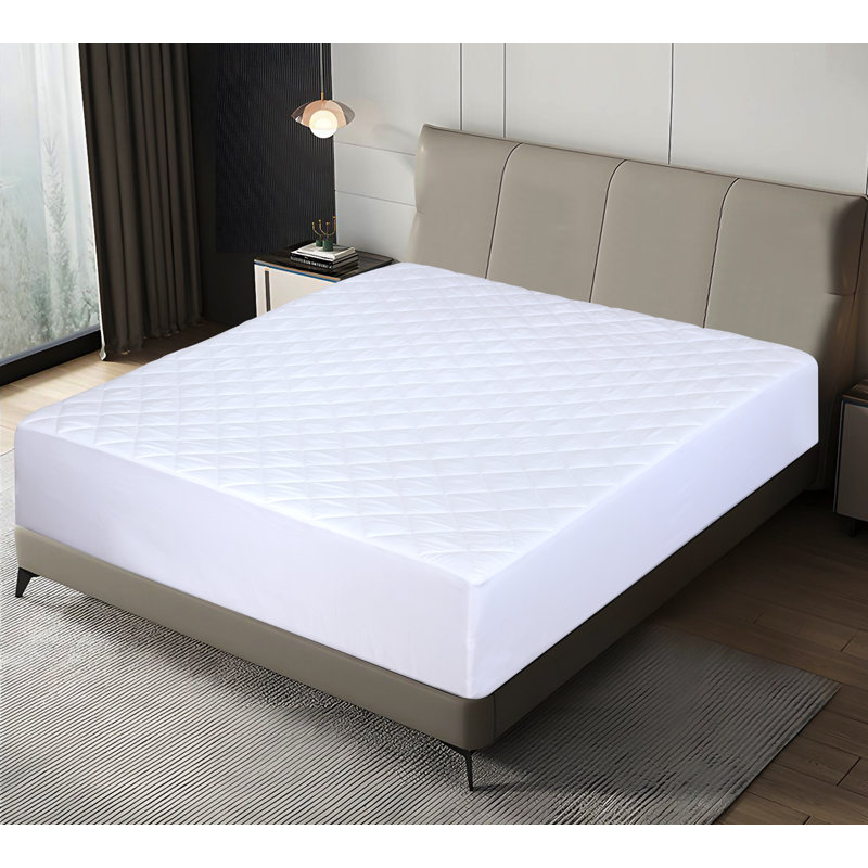 Queen Size Quilted Fitted Mattress Pad 100 GSM Elastic Mattress Topper Protector & Cover, Soft & Machine Washable, Deep Pocket Skirt (16-18), Fits Mattresses up to 16
