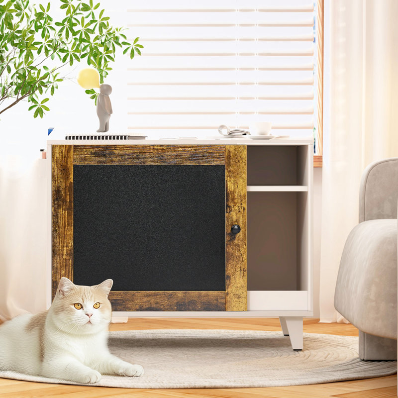Enceinte de litière moderne avec cachette pour chat