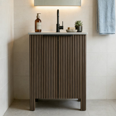 24 Inch Folding Bathroom Vanity with Ceramic Sink Combo