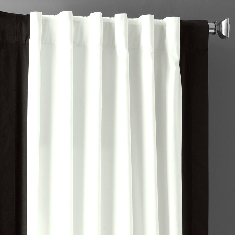 Rideaux en coton Limone Urban Limers, 50 po x 96 po, Blanc cassé chaud / noir