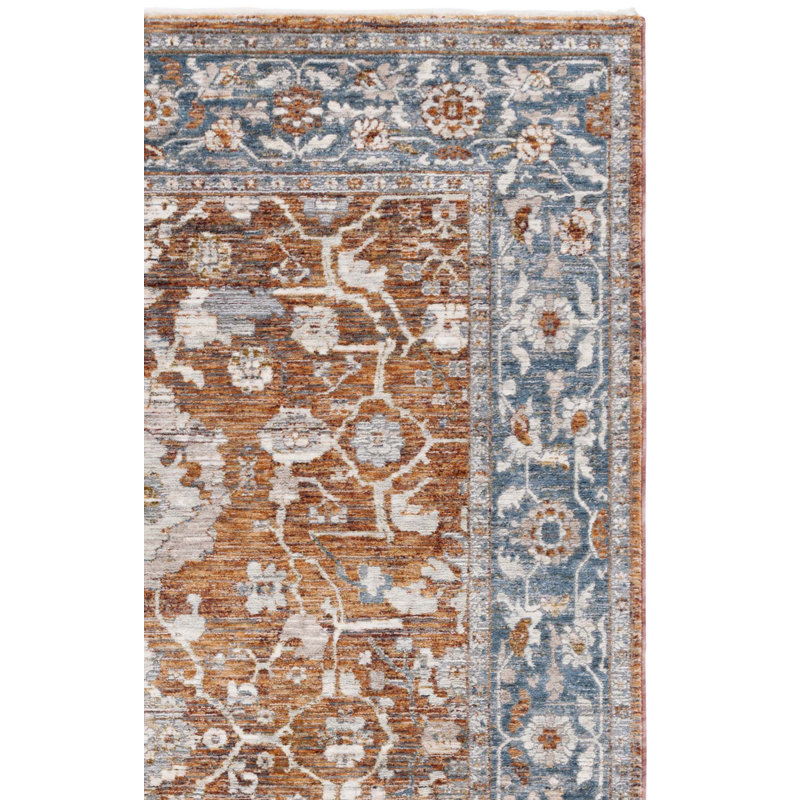 Tapis Heirloom 726 en rouille / bleu, Rectangle 4 pi x 6 pi