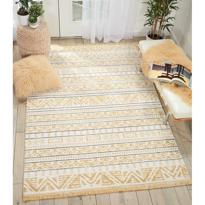 Tapis doré tribal marocain Genny, Rectangle 7 pi 10 po x 10 pi 6 po