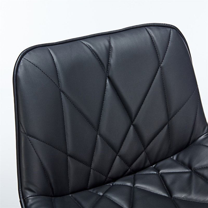 Shana Swivel Upholstered Adjustable Height Counter Stool with Metal Frame, Black