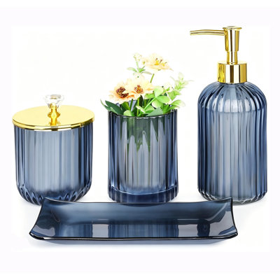 Glass Bathroom Accessories Set,4 Pcs Green Bathroom Set