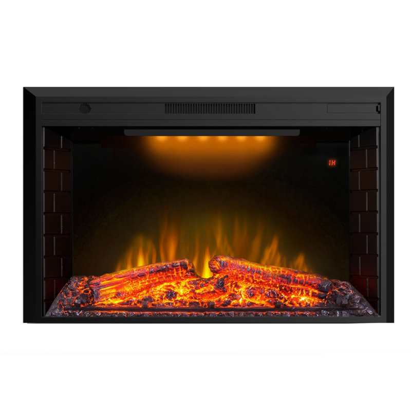 43" Recessed Electric Fireplace Heater Insert For Living Roon With Led Flame Effect, Overheating Protection, Fire Crackling Sound, Remote Control And Log Set, 750/1500w, Black