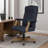 Jake Executive Armchair With Driftwood Finish, Navy Blue Tufted Linen-117561203