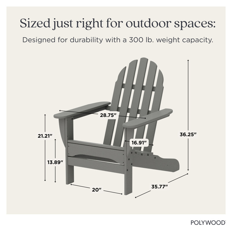 POLYWOOD Classic Adirondack Chair, Slate Gray
