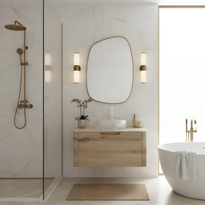Meuble-lavabo mural 30 po avec vasque ronde en verre transparent
