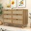 Commode à 6 tiroirs l 46,7 po Atyia, commode double en rotin pour chambre à coucher, commode à tiroirs moderne-1416577450