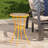Eberto Outdoor Ceramic Tile Side Table with Iron Frame, Yellow