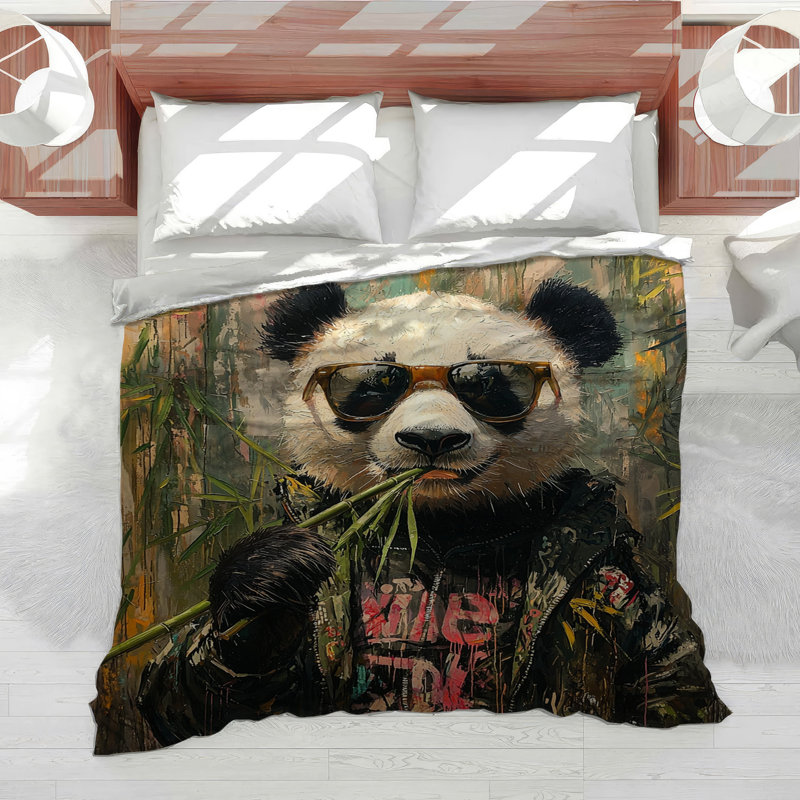Panda avec lunettes, literie, édredon, animaux, Pop Art, Édredon grand
