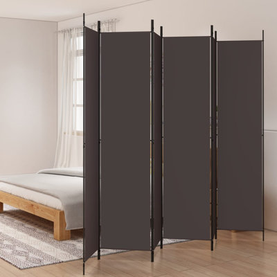 vidaXL 6-Panel Room Divider Brown 118.1"x86.6" Fabric