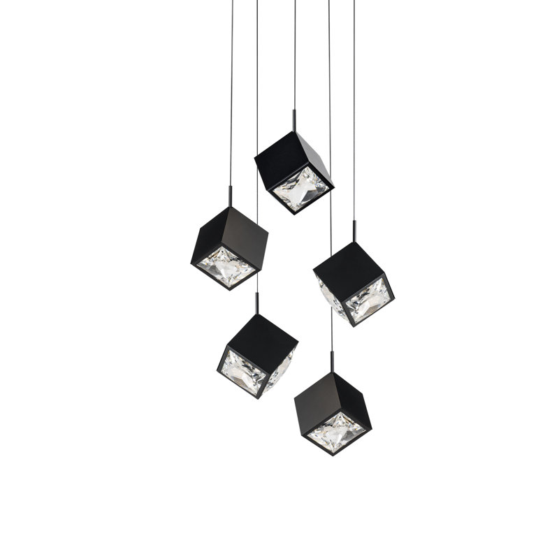 Ice Cube Round Multi-Light 4-CCT Pendant, Black
