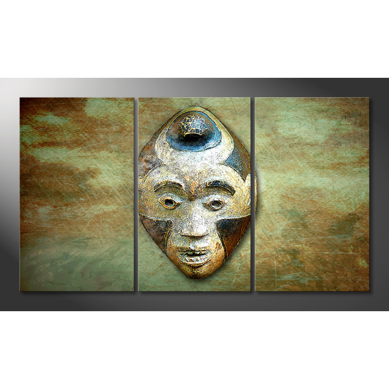 Afro Head - Wrapped Canvas Print, 100 cm H x 180 cm B,  3-part Canvas set