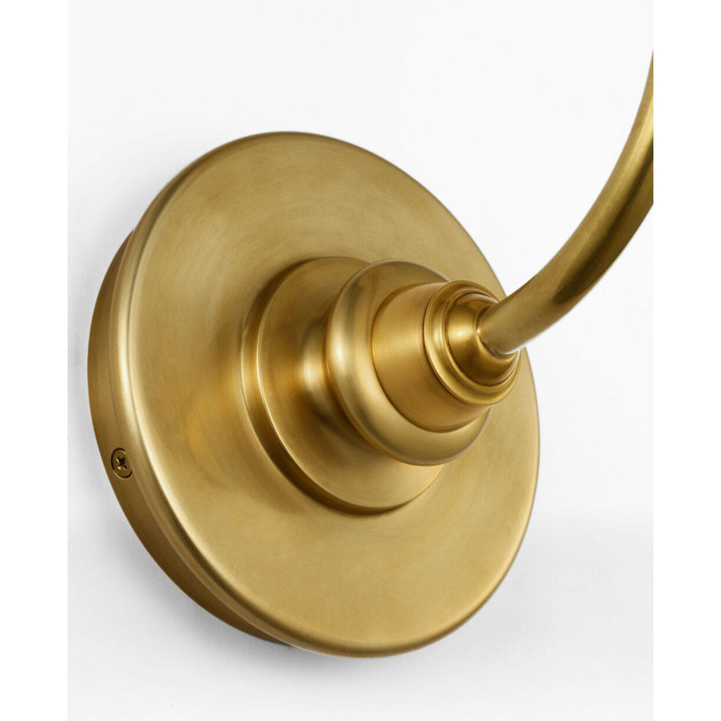 Piaf Single Sconce in Hand-Rubbed Antique Brass with Linen Shade