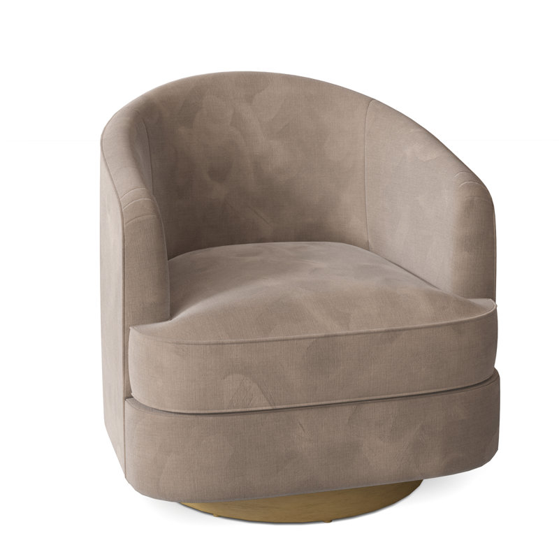 Tipsy Upholstered Swivel Barrel Chair, Nickel, 9508 Hazelnut 100% Polyester