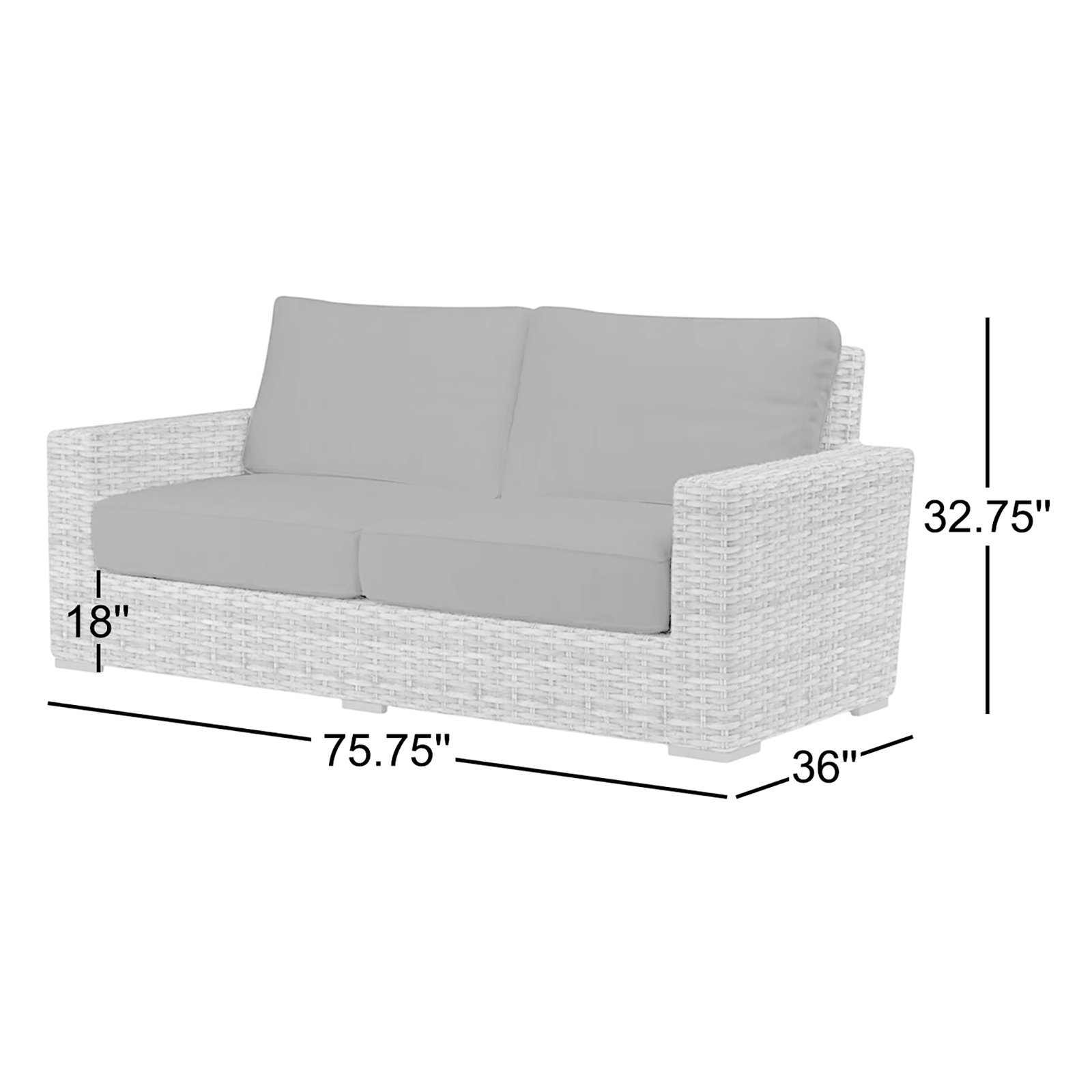 Havana 75.75'' Wide Rectangle Loveseat with Sunbrella® Cushions, Spectrum Indigo Sunbrella®