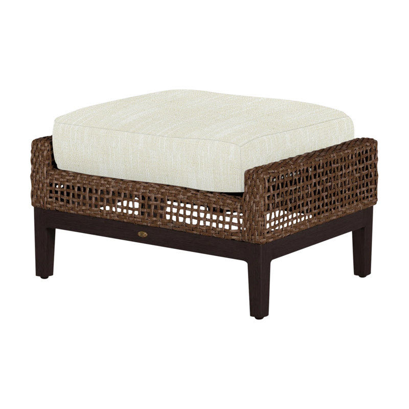 Repose-pieds péninsule tissé - acajou / châtaignier, Pas de passepoil + bourre standard, InsideOut® Rollo ‑ lin crème
