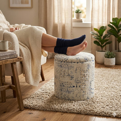 Abstract Upholstered Ottoman Footstool Pouffe for Living Room or Bedroom 40cm