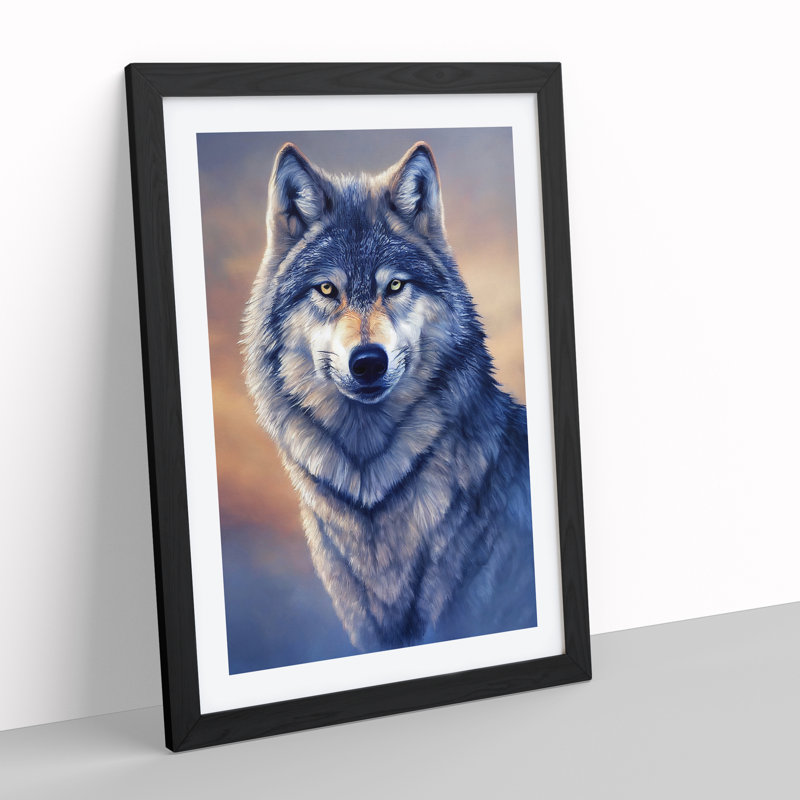 Watchful Wolf No.2 - Single Picture Frame Print, Black Framed, 46cm H x 34cm W x 2cm D