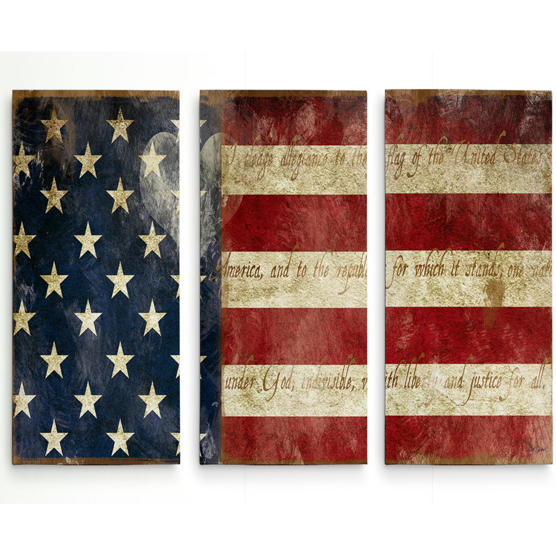 «I Pledge Allegiance», reproduction de 3 pièces sur toile, H 24 po x l 36 po x P 1,5 po