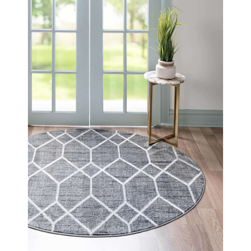 Clidy Abstract Indoor Rug, Round 5'