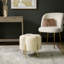Aajaylah Velvet Ottoman Dressing Stool for Bedroom Furniture, Modern Accent Stool with Iron Metal Legs-95856678