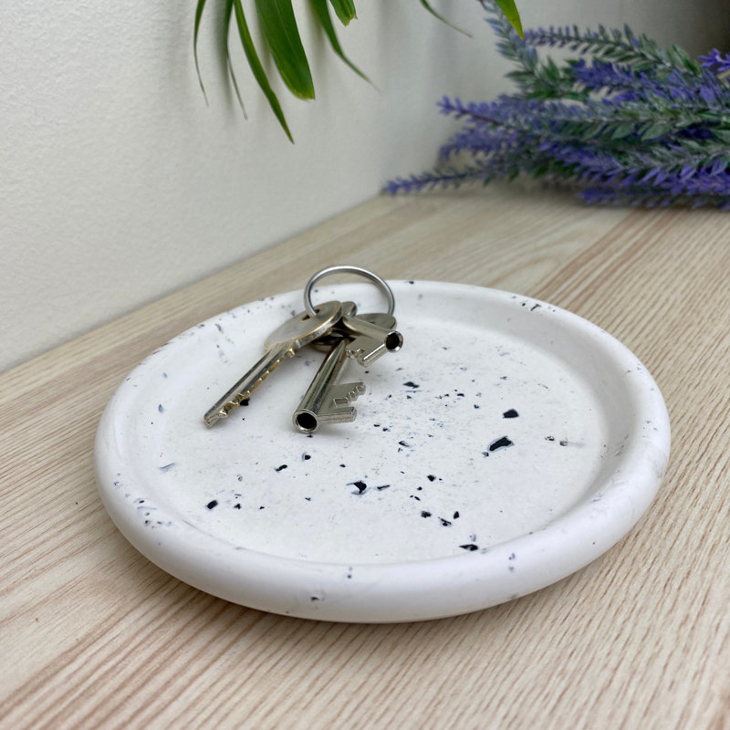 Round Trinket Tray Dish, White
