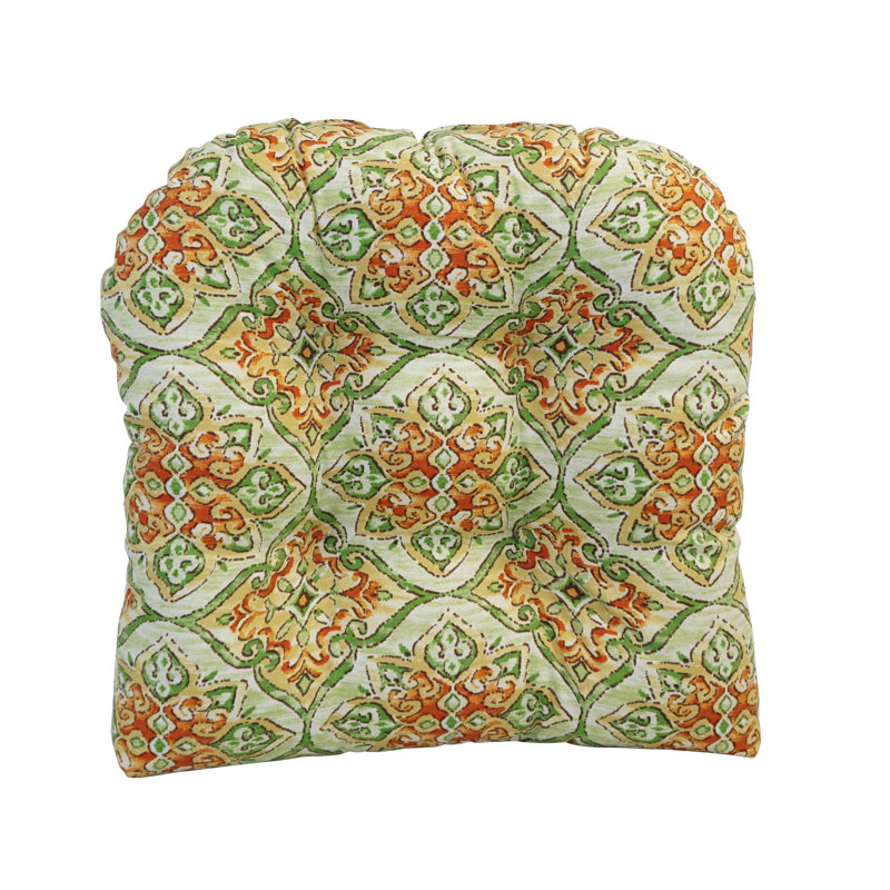 Coussin de chaise de salle à manger pour l'extérieur, Vert clair / Orange