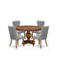 L'ensemble de salle à manger 5 pièces Mid Century comprend une table ronde et 4 chaises Parson en polyester gris clair avec dossier capitonné, noyer antique-800660933-794030014-800660921