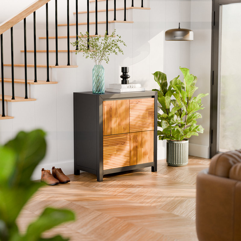 Vivian Jade 27.99" Solid Wood Sideboard, Noir