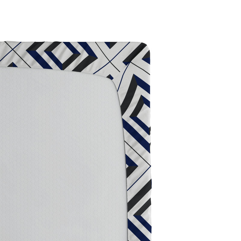 Ambesonne Nature Fitted Sheet Leaves Botanical Style Art, Navy Blue/Dark Taupe/Gray Geometric, Twin XL Fitted Sheet