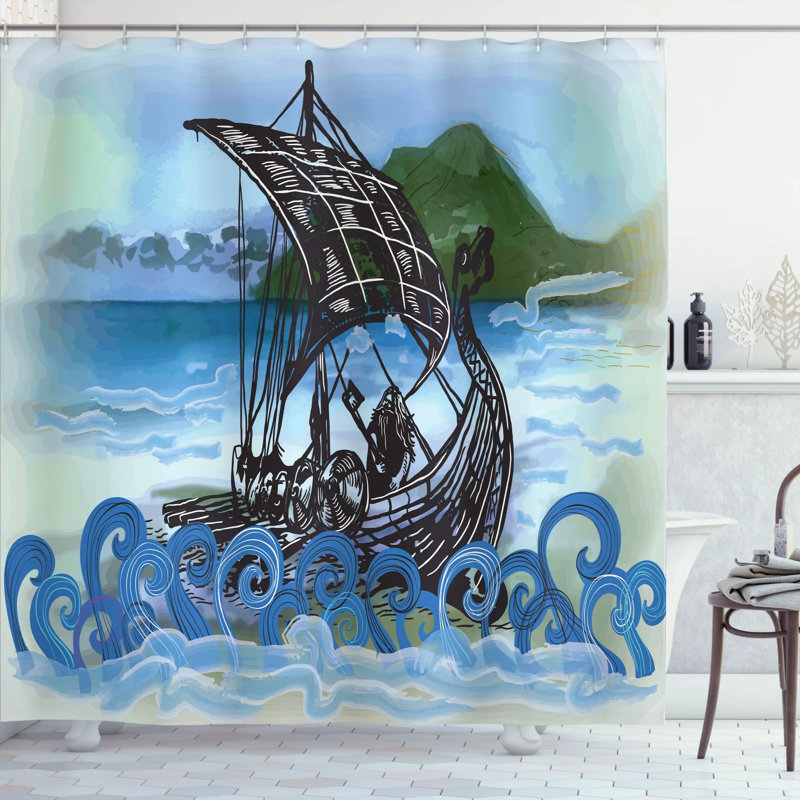Ensemble de rideau de douche nordique et crochets, H 70 po x l 69 po