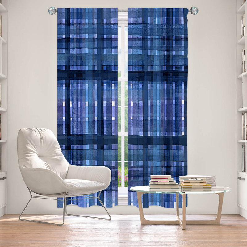 Room Darkening Curtain Pair, 20" W x 52" L, Blue/Green