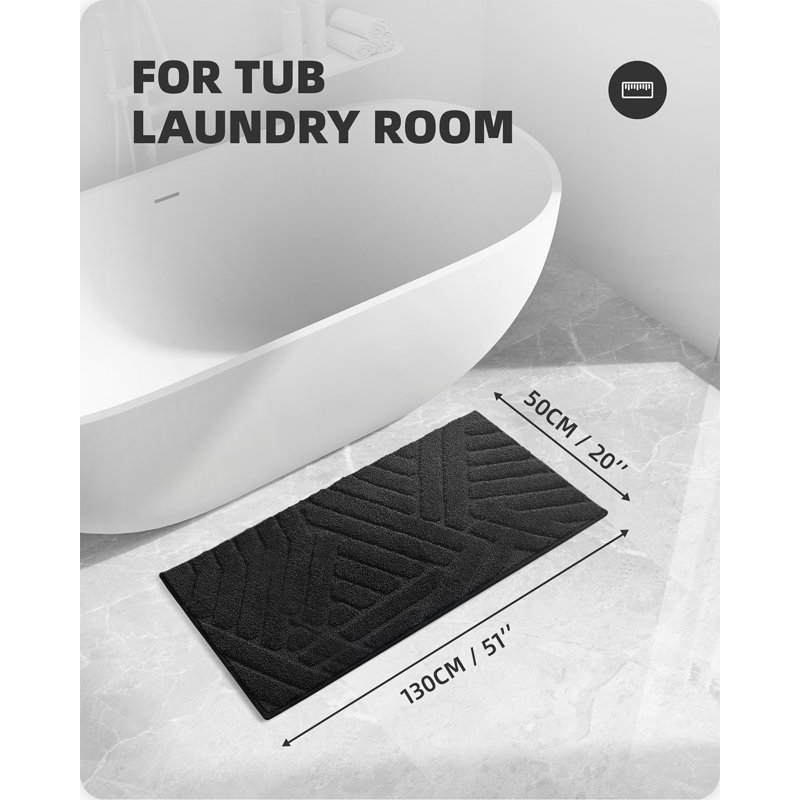 Tapis pour salle de bain Ibnou, L 51 po x l 20 po, Noir, noir, noir, noir