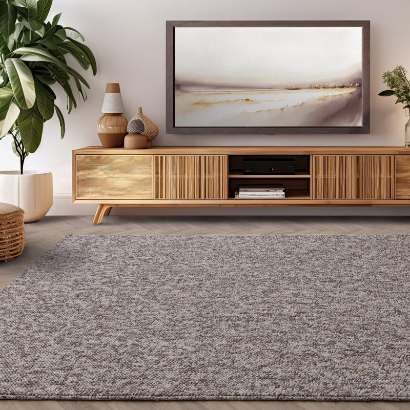 Munyak Solid Colour Pebble Brown Area Rug, Rectangle 120 x 170cm