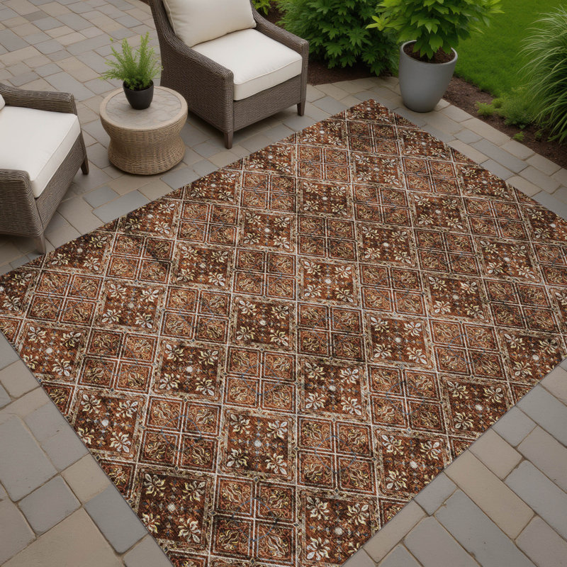 Machine Washable Indoor/Outdoor Chantille ACN2692 Casual Rug, Brick, 2'6" x 3'10"