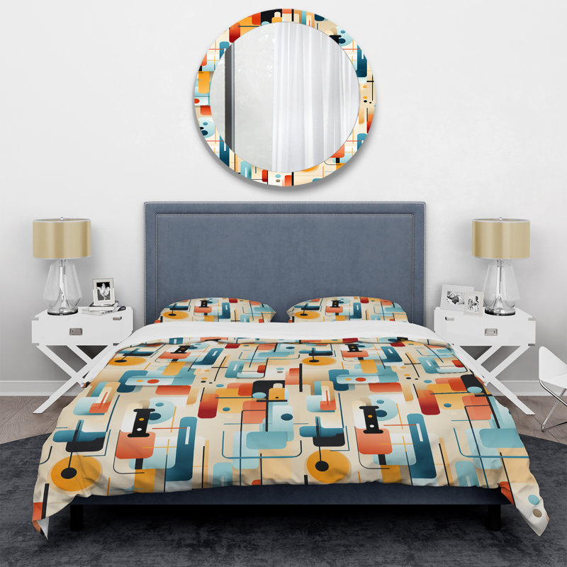 Urban Abstraction - Geometric Duvet Cover Set, Queen Duvet Cover + 2 Standard Shams