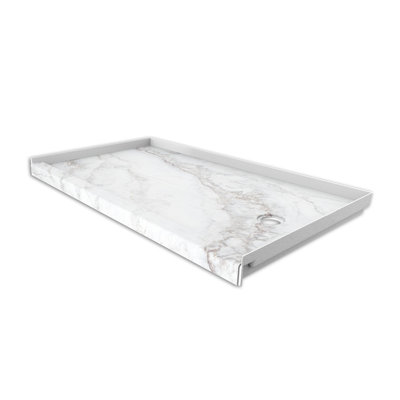 FlexStone® 60"W x 32"D Alcove Shower Base with Right Drain in Calypso