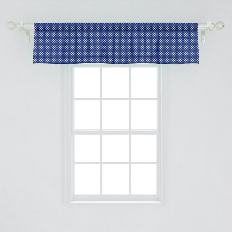 Ensemble de 2 cantonnières à pois Ambesonne Retro White 54 po x 12 po blanc et indigo