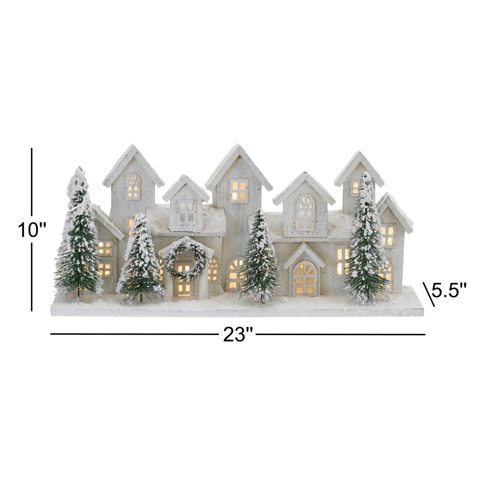 LED Flocked Winter Village Display 23"L