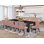 Ensemble de 13 tables de salle à manger modernes comprenant une table de cuisine rectangulaire et 12 chaises de salle à manger en tissu de polyester rouge beige, finition noire brossée.