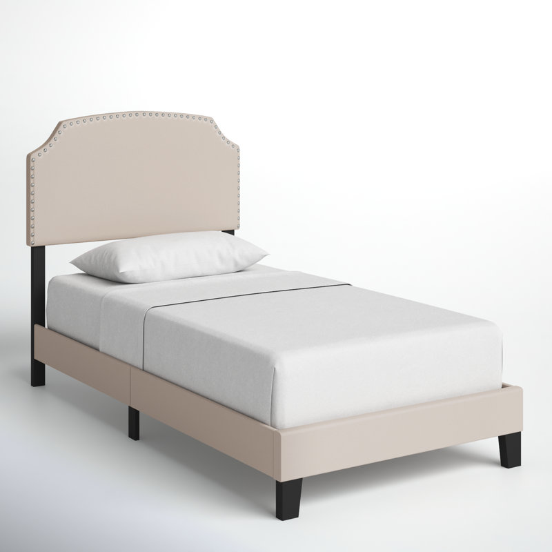 Lit tapissier standard à profil bas Thornaby, Jumeau, Beige