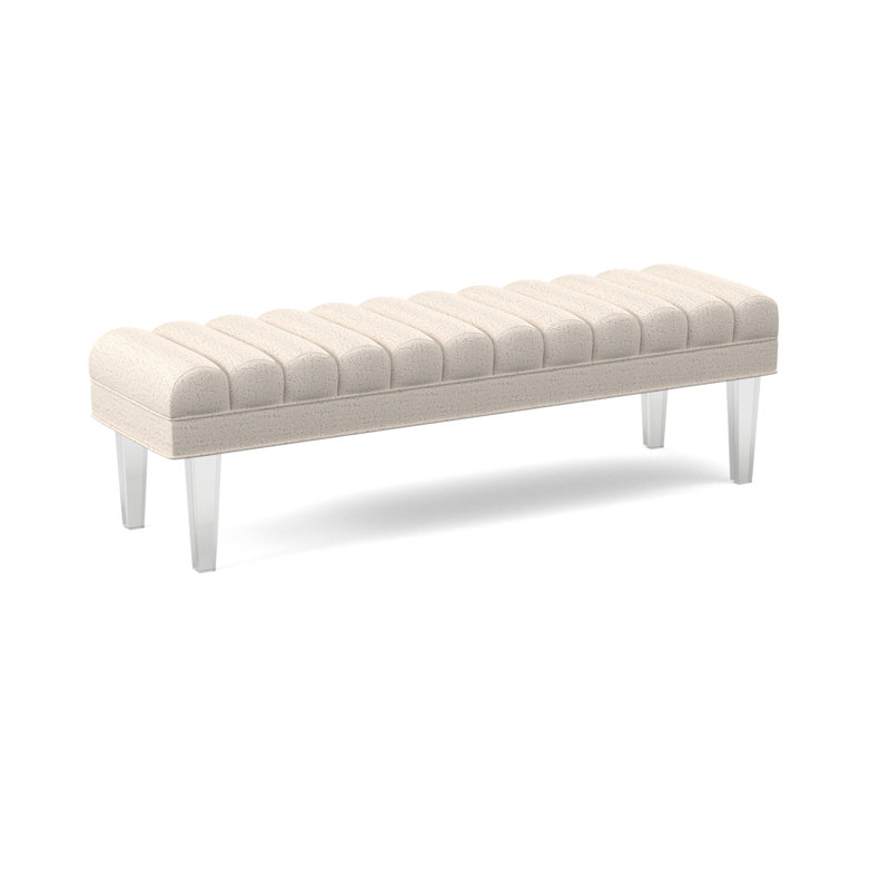 Lana Upholstered Bench, 18" H x 60" W x 18"D, Venice Ivory 100% Polyester