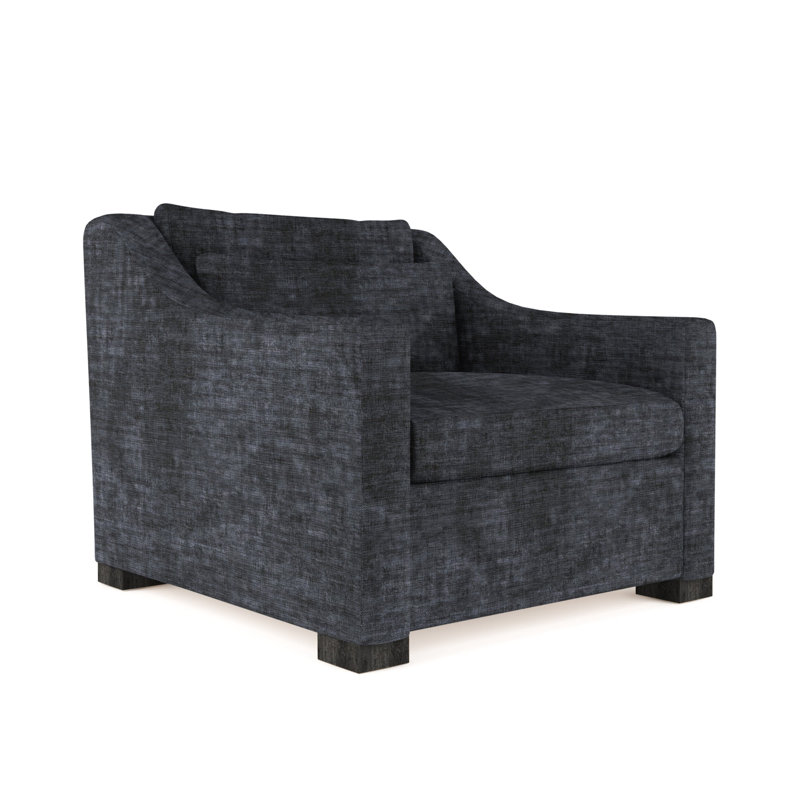 Crosby Armchair, 32.5" H x 35" W x 38" D, Plush Velvet Blue Print, Ebony