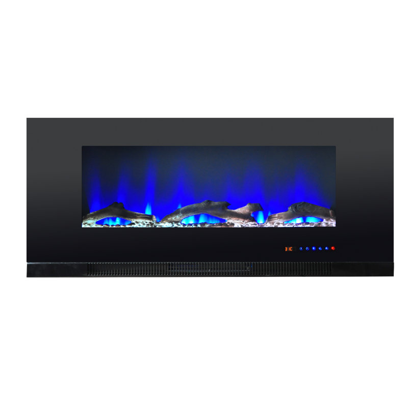 Aurora Ivy Bronx Electric Fireplace with 1500 BTU, Black, 52cm H x 127cm W x 11.9cm D