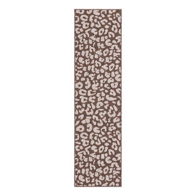 Tapis intérieur / extérieur en polypropylène tissé à la machine brun / beige
