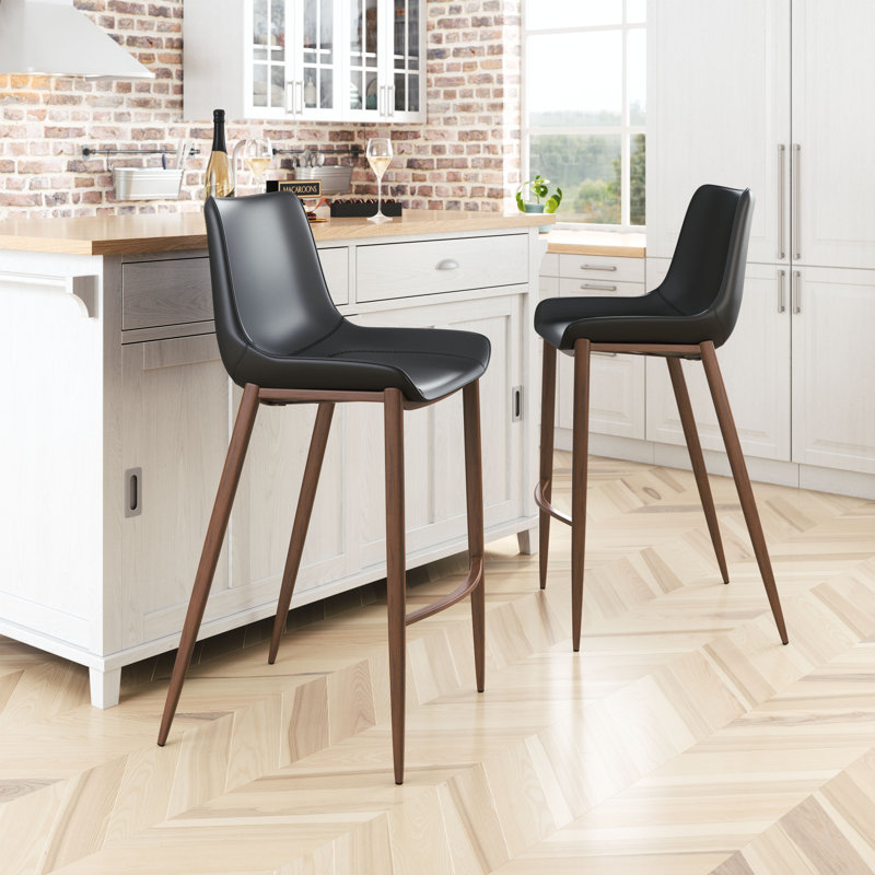 Tabouret de bar Hostetter (ensemble de 2), Noir, noir, noir, noir, Tabouret de comptoir (siège d'une hauteur de 29,9