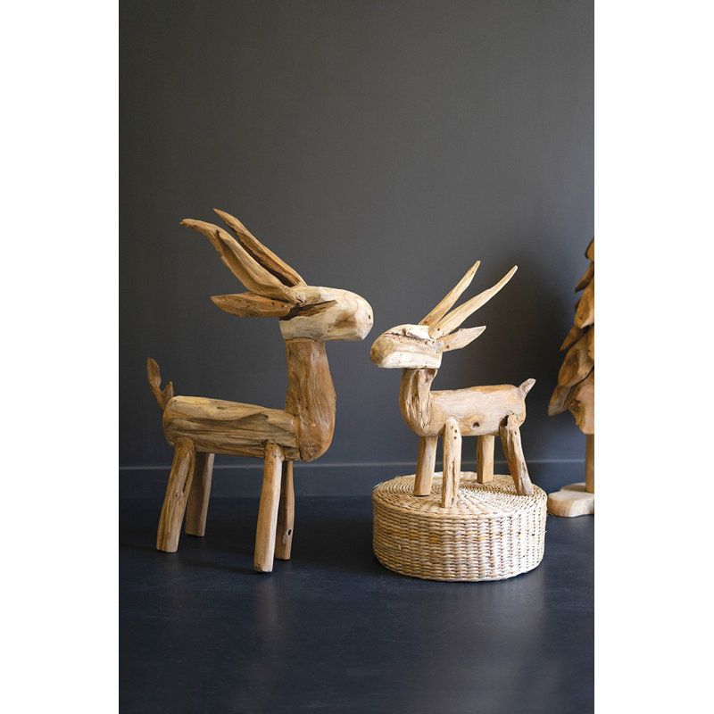  Décoration de Noël rustique en teck rustique 30,5 "H et 20" H (ensemble de 2)