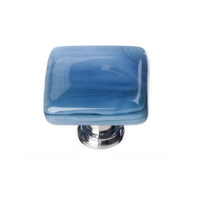 Poignée d'armoire carrée en verre bleu marine 1,25 po